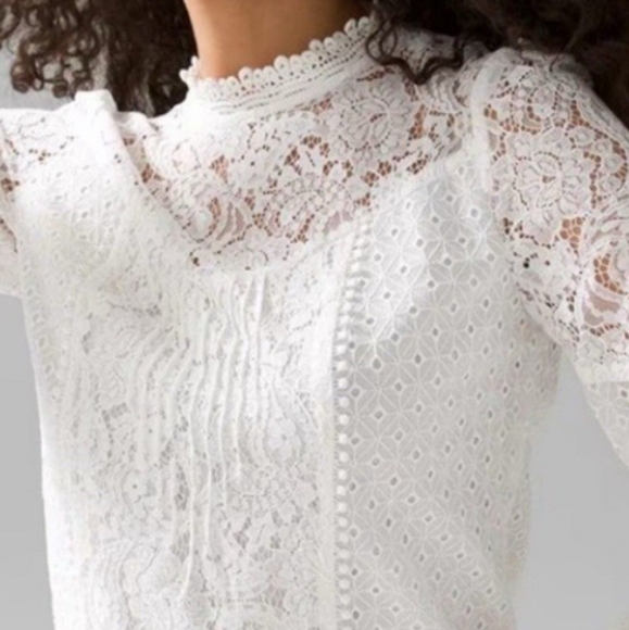 White House Black Market White Lace Blouse - Picture 2 of 13
